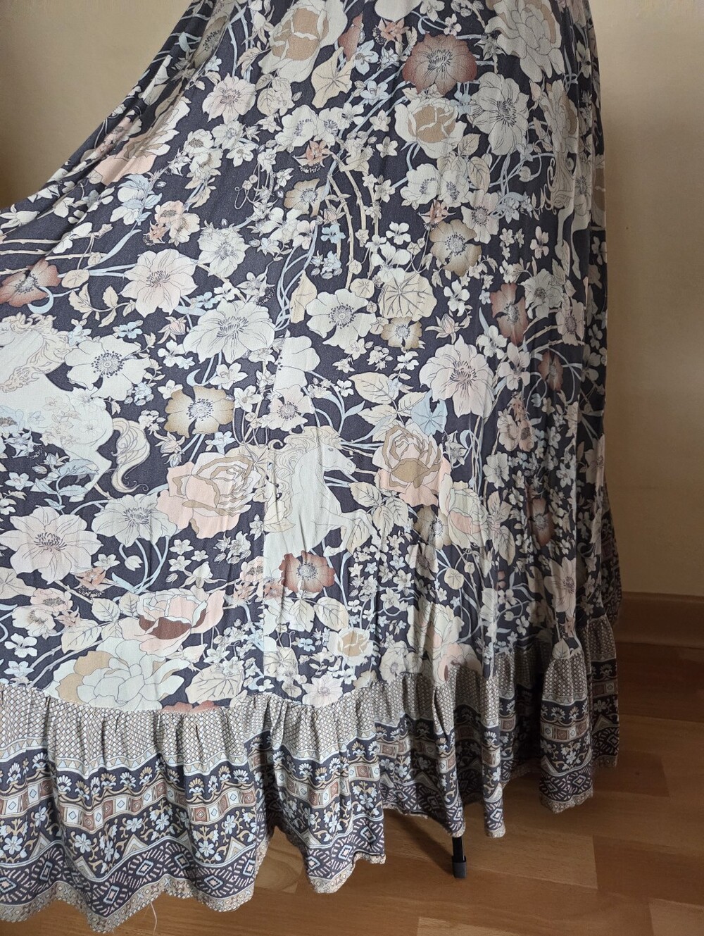 Spell Amethyst Nightfall Castaway Floral High-Low Maxi Skirt Boho Festival Small - Picture 10 of 12